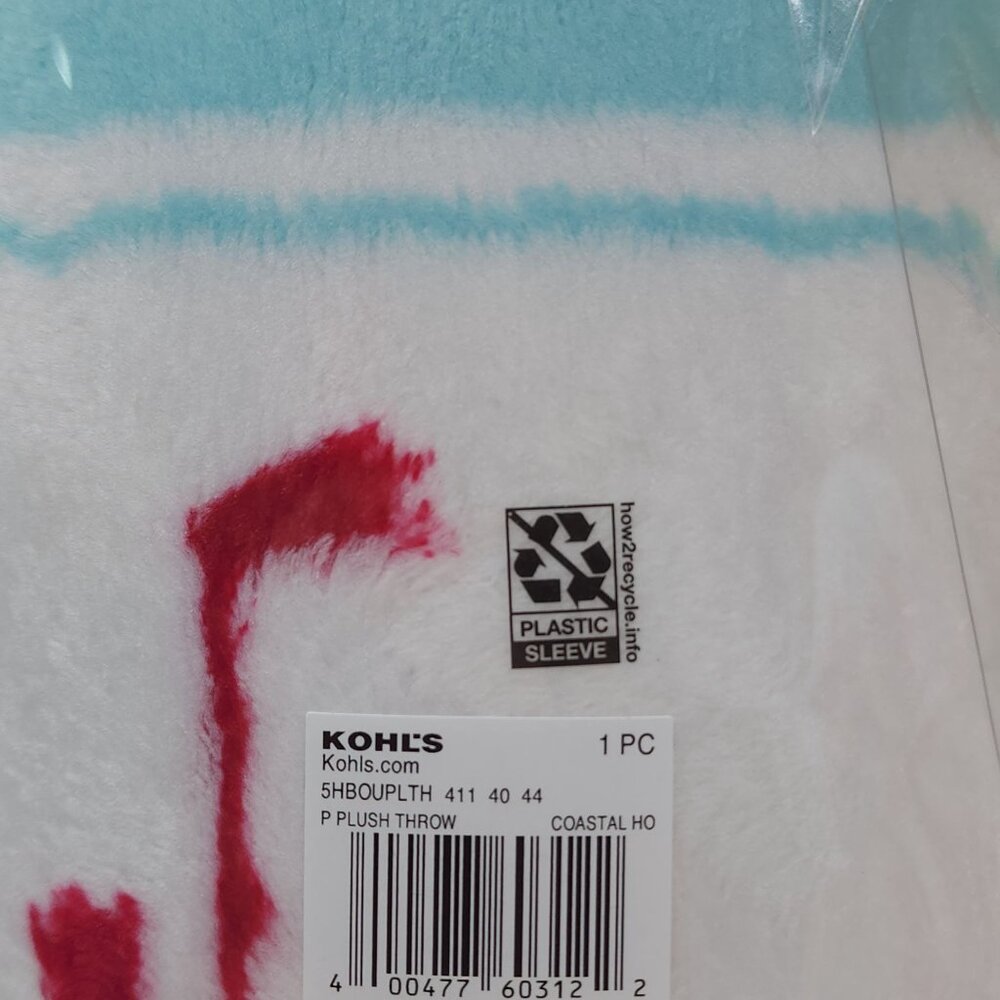 The Big One Oversized Plush Throw Blanket Coastal Print Faux Fur Tropical 5'x6' - Picture 11 of 13